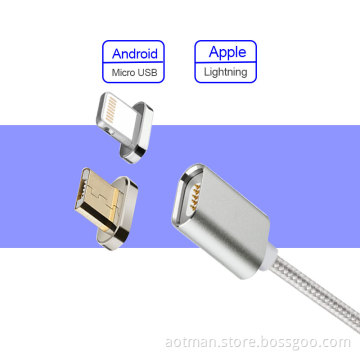 3 in 1 android magnet cable nylon magnetic cable micro usb for mobile phone